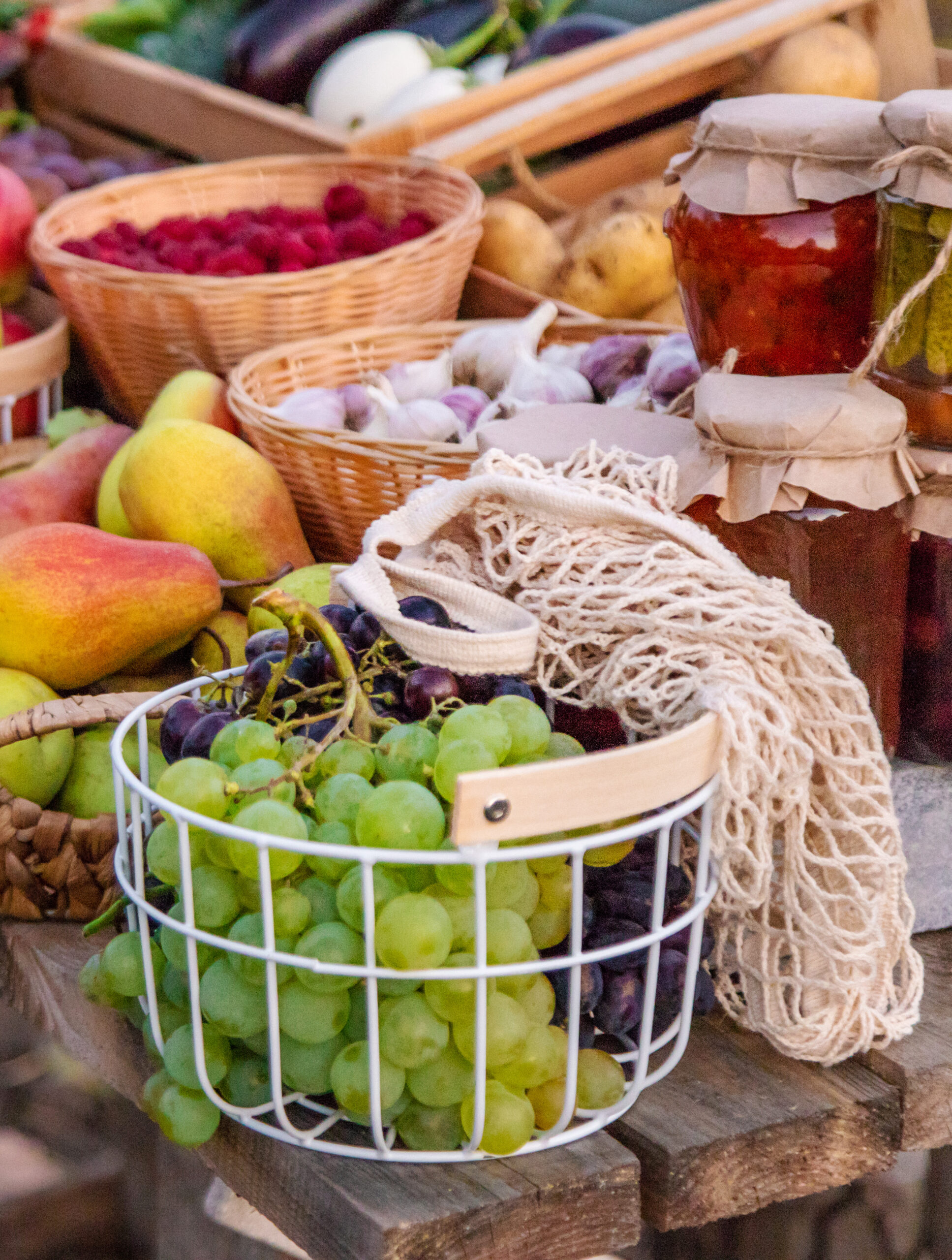 Fruits and vegetables at the farmers market. Selective focus.