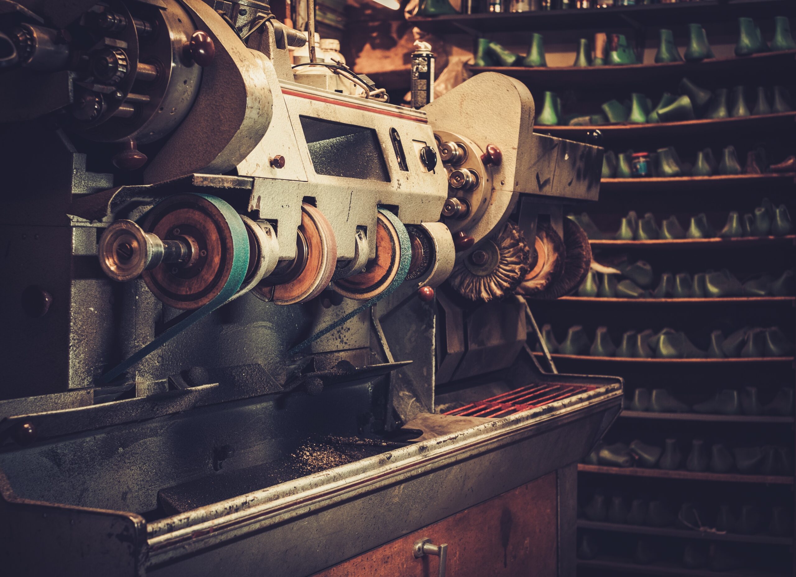 Shoemaker studio craft grinder and polishing machine.